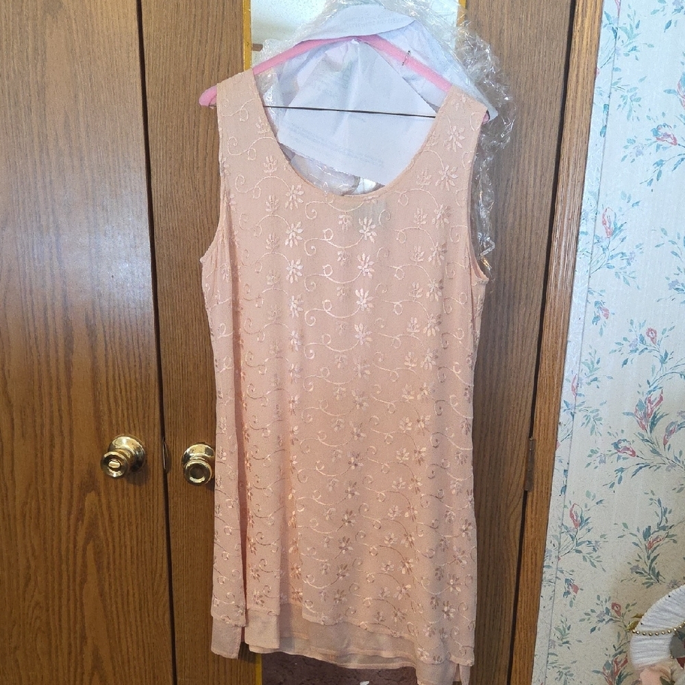 Elegant Peach Sleeveless Dress